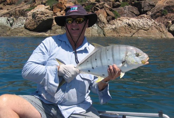 This golden trevally was caught while using a paternoster rig while fishing off Snake Island near Townsville © Gary Brown